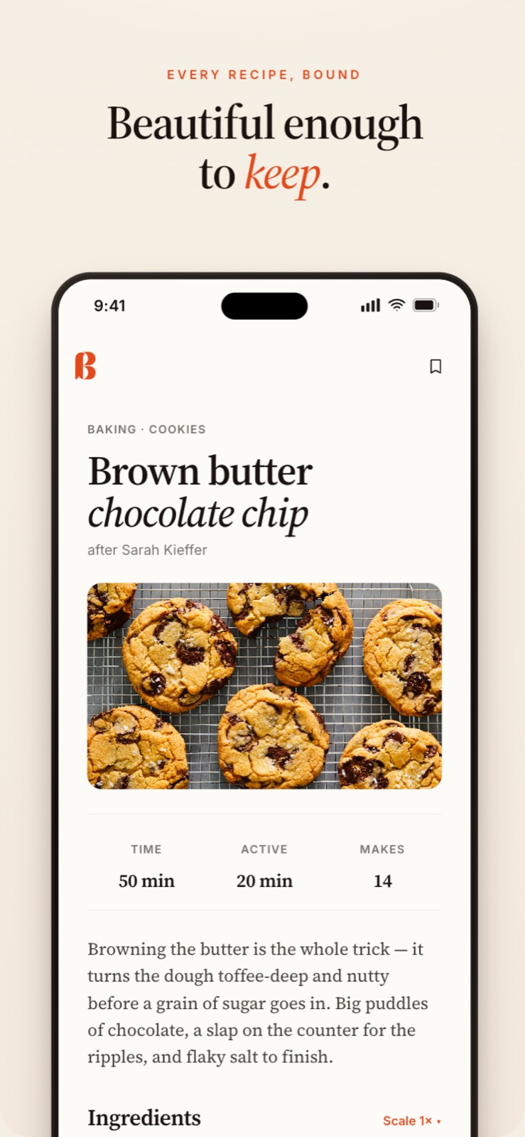 A recipe open in the Bakemark iPhone app